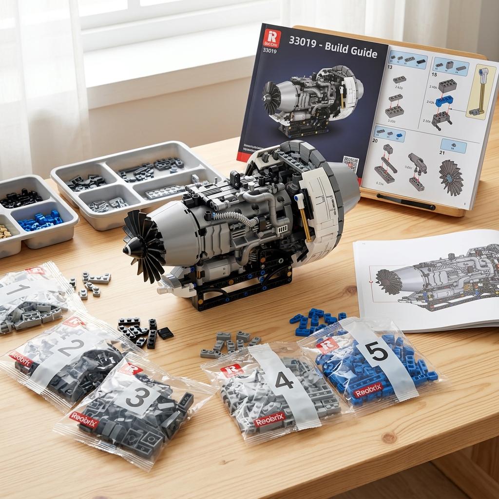 DIY Motorized Aircraft Jet Engine Block Model Kit (1786 Pcs)