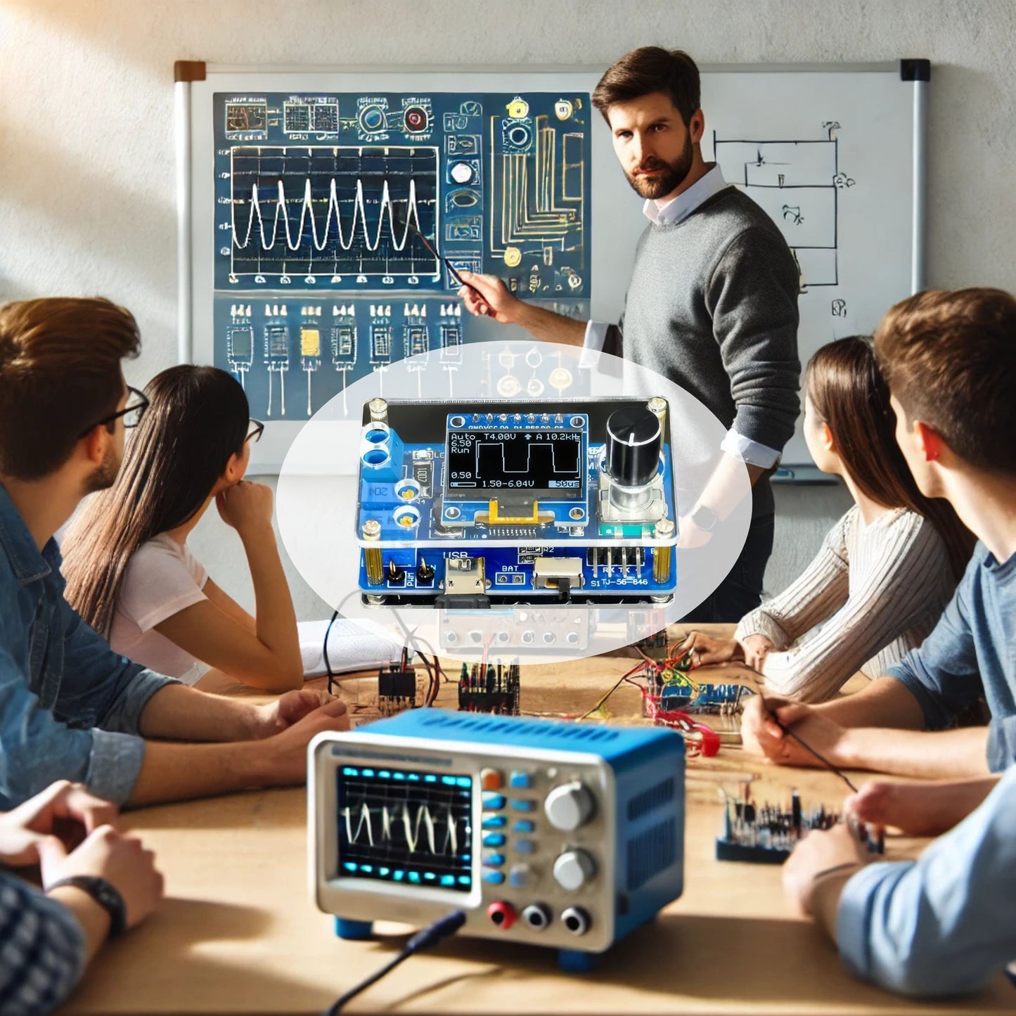 DIY Mini Digital Oscilloscope Kit | OLED Waveform Learning Project, Solder Practice Tool