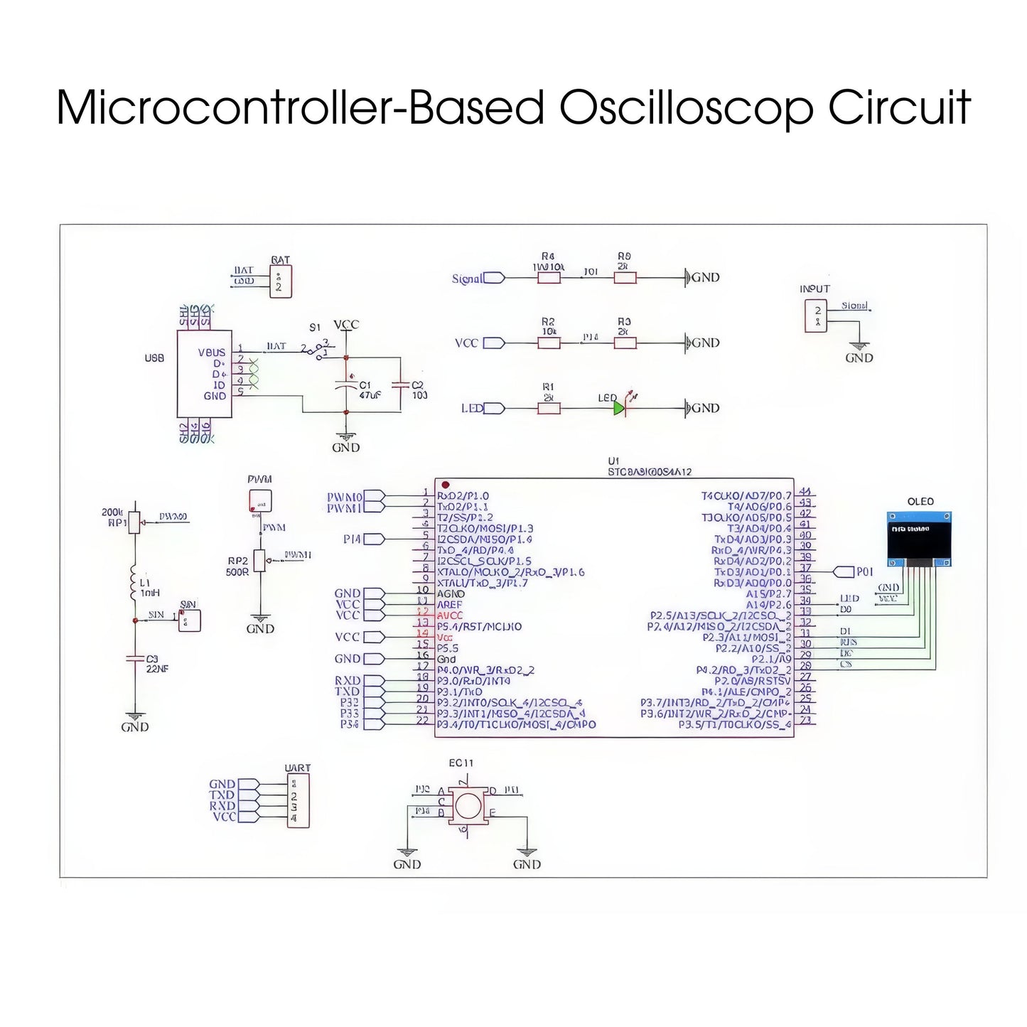 DIY Mini Digital Oscilloscope Kit | OLED Waveform Learning Project, Solder Practice Tool
