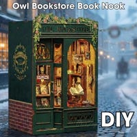 DIY Owl Bookstore Miniature Book Nook Kit with LED Lights