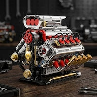 DIY V8 Supercharged Engine Model Kit Technic Compatible 1176 Pcs Building Block Mechanical STEM Project Car Lover Gift