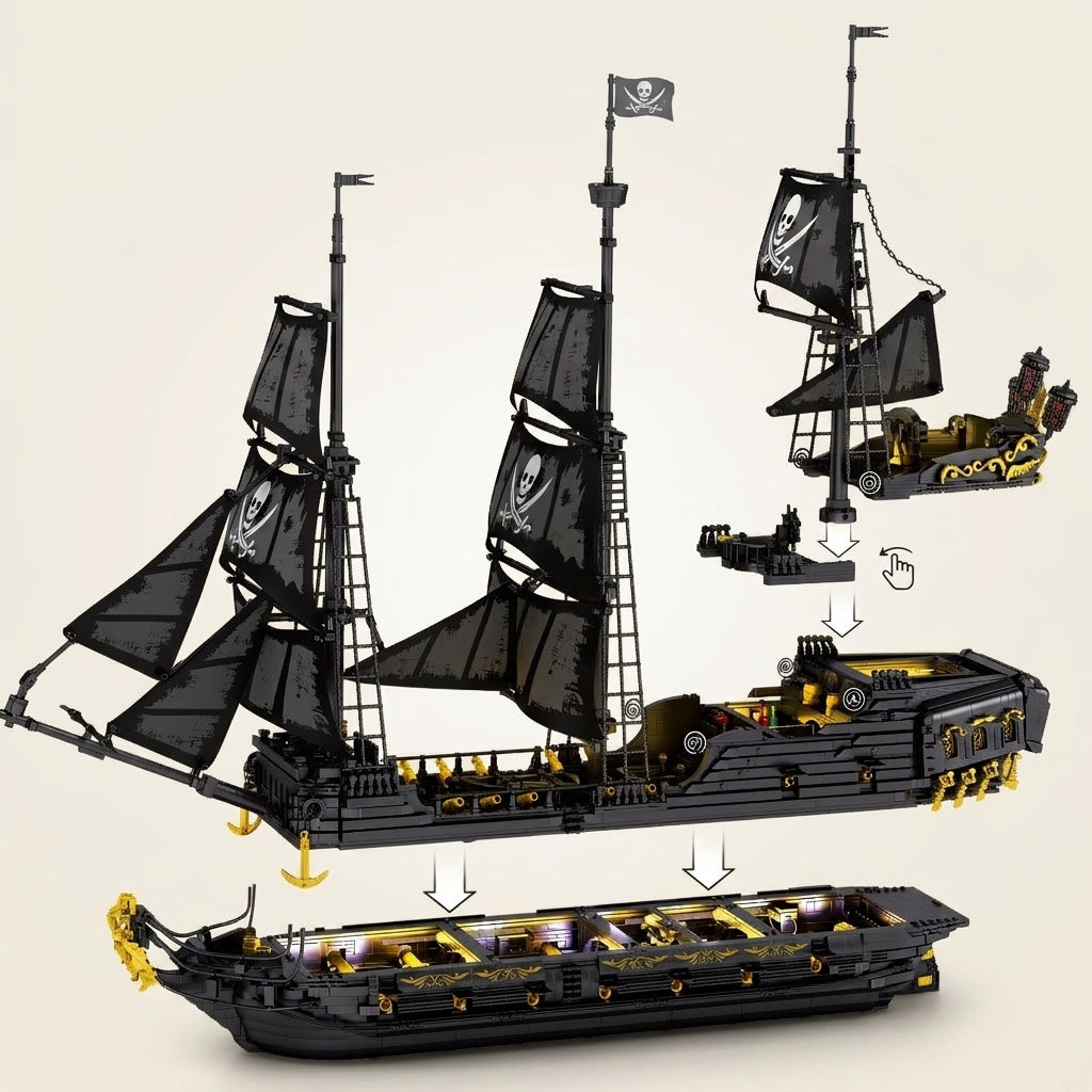 DIY Black Pearl Pirate Ship Building Blocks 4304 Piece Display Model Kit Technic Compatible Galleon Boat Toy Set