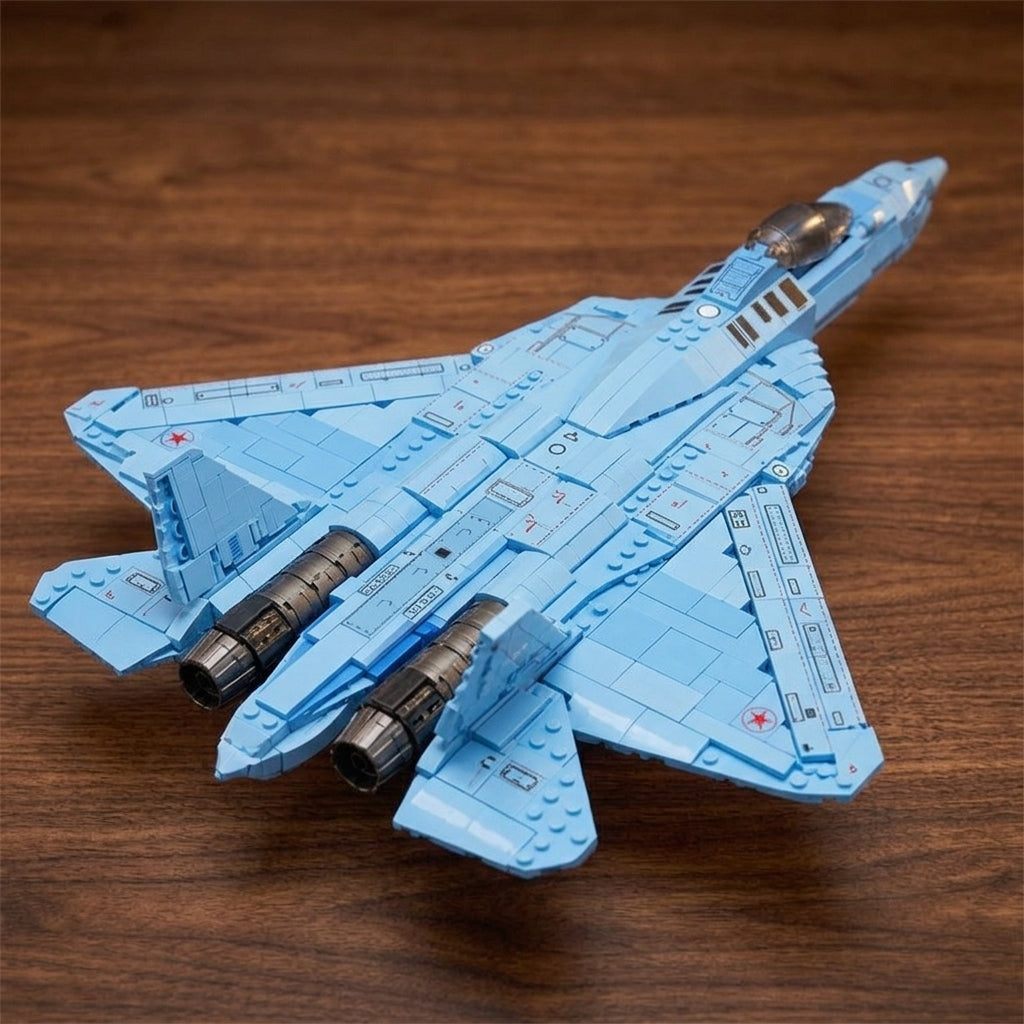 DIY Su 57 Sukhoi Fighter Jet Building Block Model Kit Stealth Military Aircraft Toy Set Technic Compatible Air Force Jet 1456 Pcs
