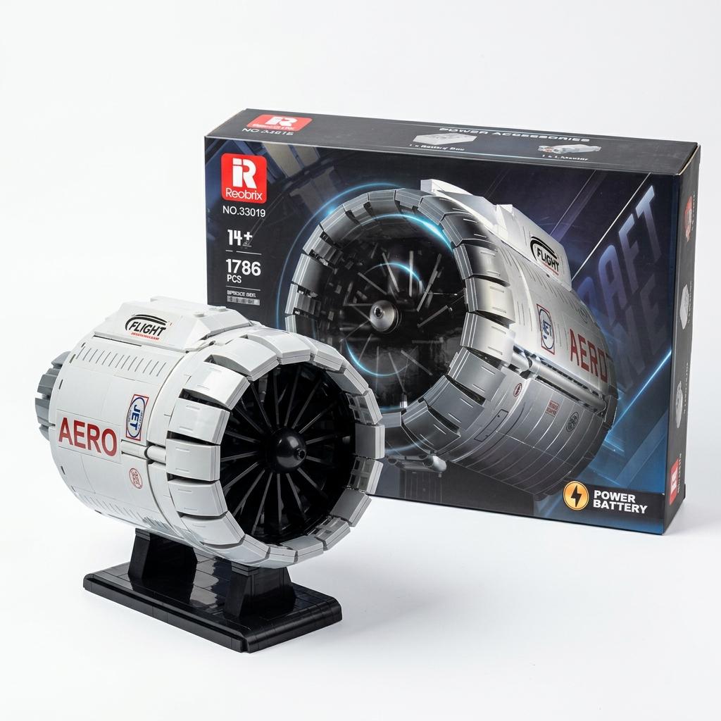 DIY Motorized Aircraft Jet Engine Block Model Kit (1786 Pcs)