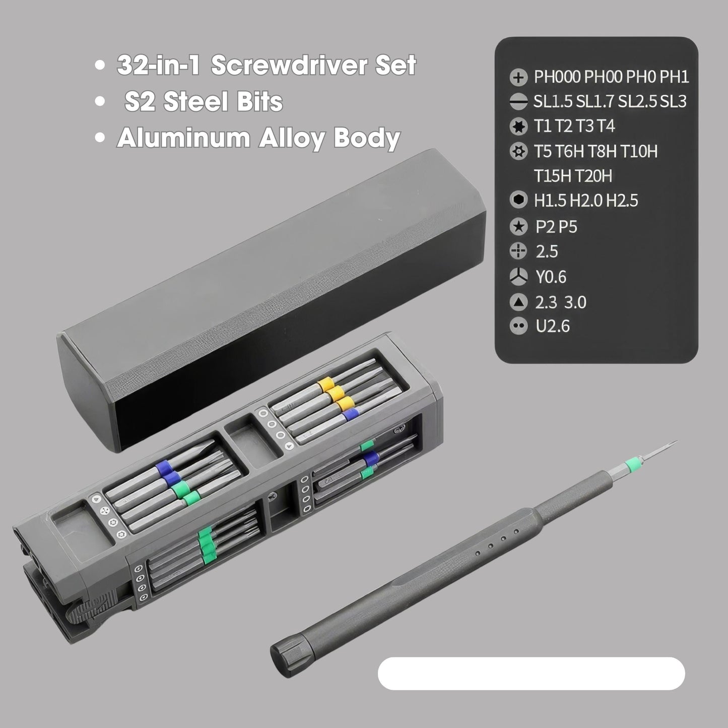 DIY Precision Magnetic Screwdriver Set S2 Steel Bits Electronics Repair Tool Kit PC Build Glasses Watch Phone Fix Gift for Him