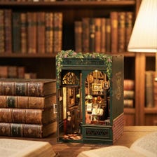 DIY Owl Bookstore Miniature Book Nook Kit with LED Lights