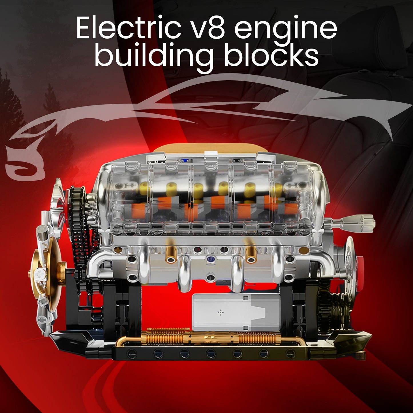 DIY V8 Engine Model Kit Electrically Driven STEM Science Project Desktop Mechanical Toy Car Lover Gift for Men