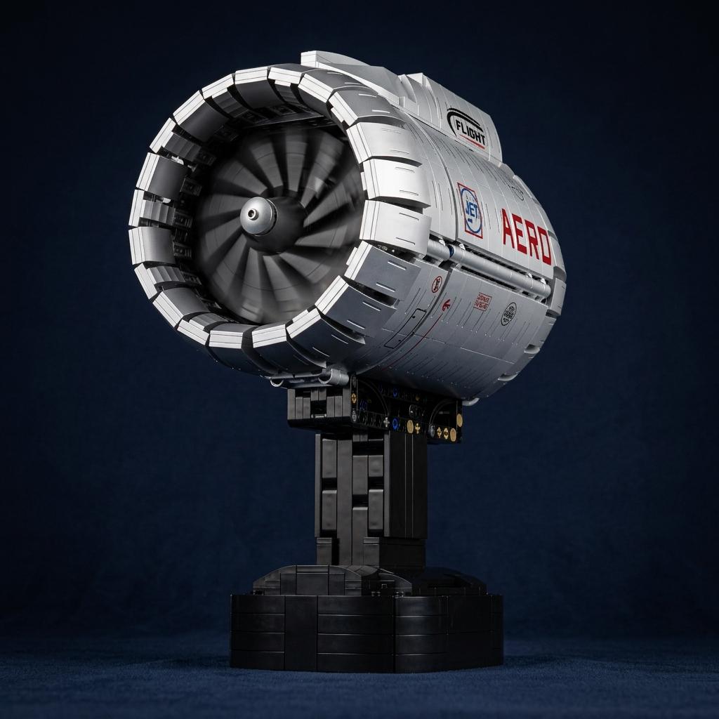 DIY Motorized Aircraft Jet Engine Block Model Kit (1786 Pcs)