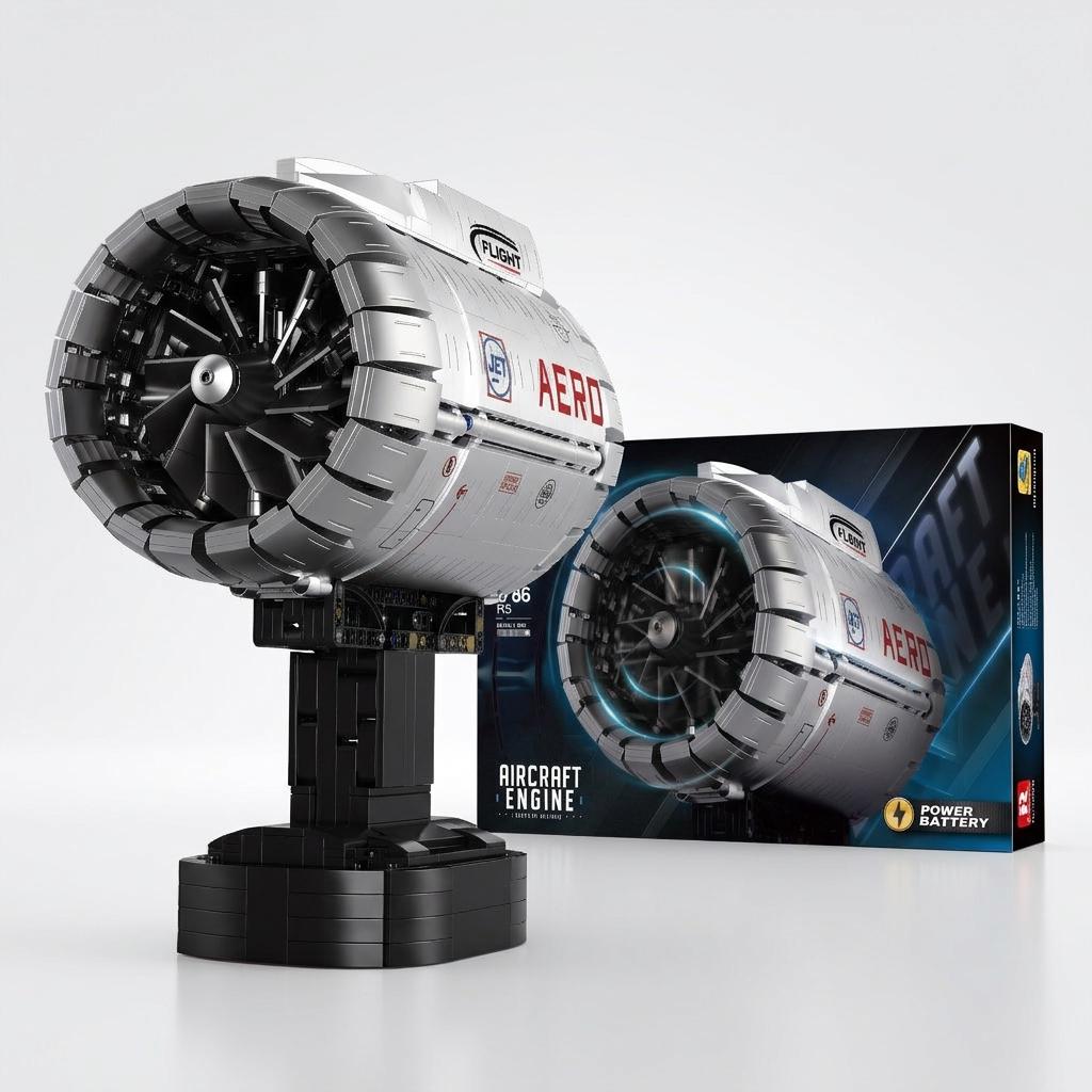 DIY Motorized Aircraft Jet Engine Block Model Kit (1786 Pcs)