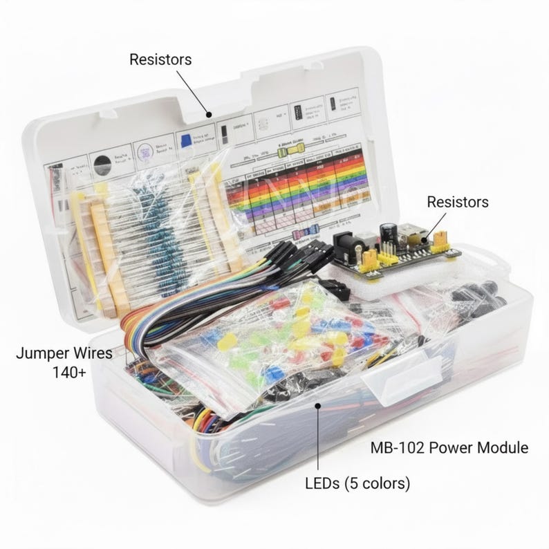 DIY Electronics Learning Kit | Solderless Breadboard Projects, STEM Starter Set