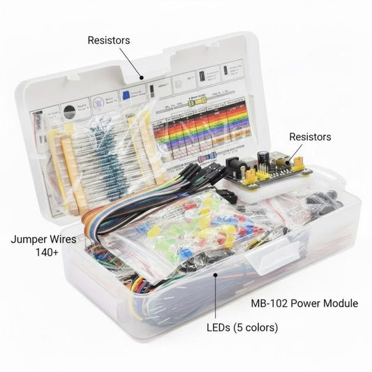 DIY Electronics Learning Kit | Solderless Breadboard Projects, STEM Starter Set