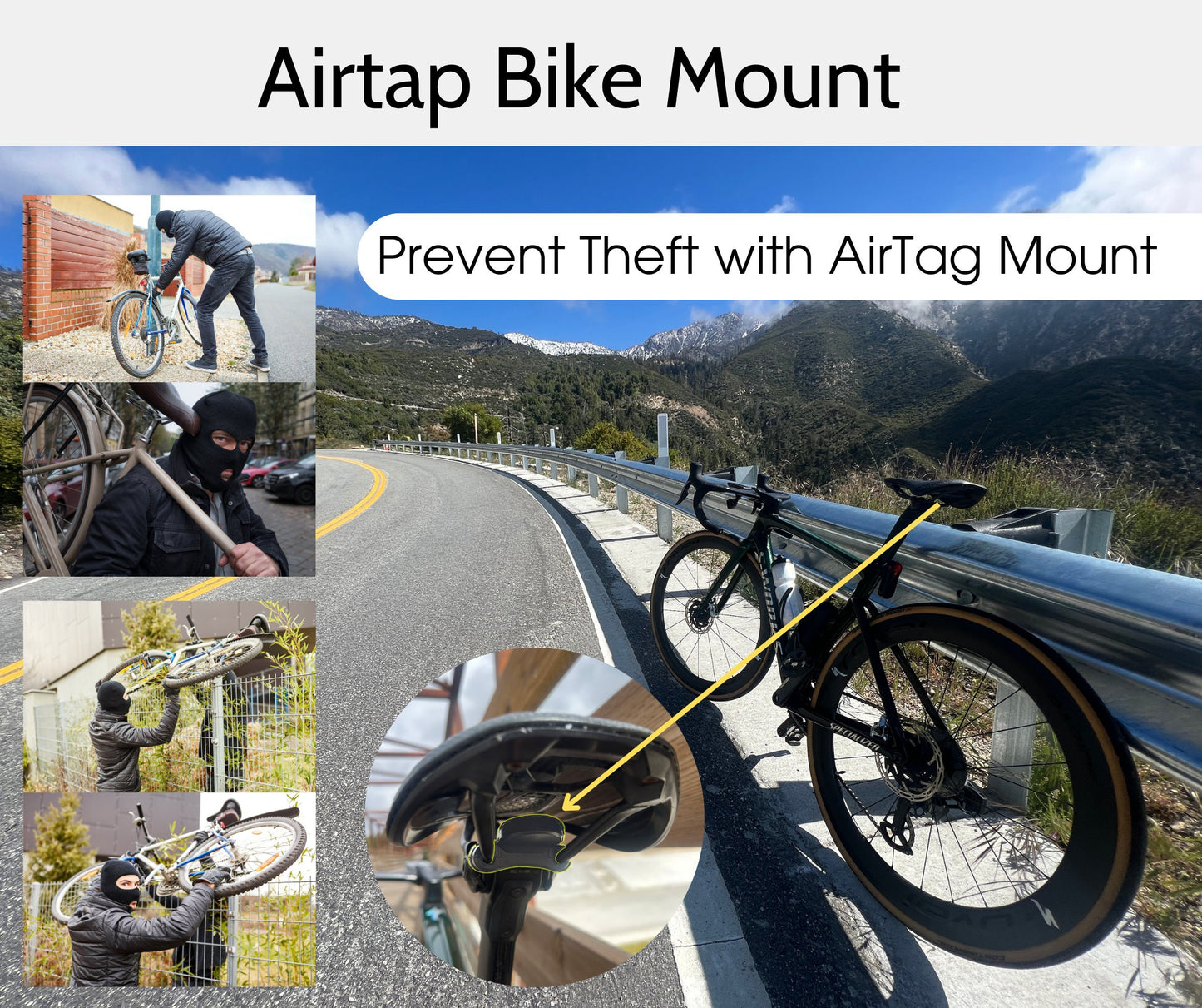 DIY Hidden AirTag Bike Mount Waterproof Anti Theft GPS Tracker Under Seat Saddle Holder Cycling Security Accessory