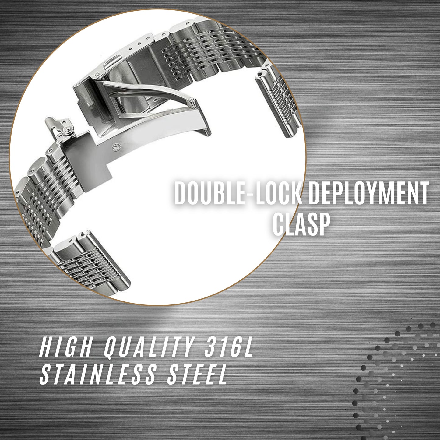 DIY Polished Silver Stainless Steel Watch Band 20mm 22mm Replacement Bracelet Strap with Spring Bars & Tool Kit