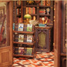 DIY Owl Bookstore Miniature Book Nook Kit with LED Lights