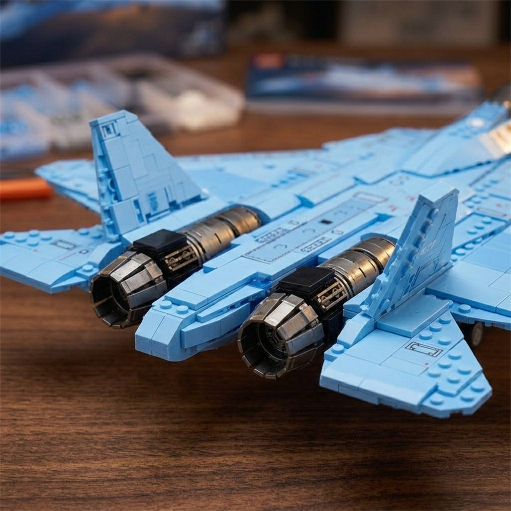 DIY Su 57 Sukhoi Fighter Jet Building Block Model Kit Stealth Military Aircraft Toy Set Technic Compatible Air Force Jet 1456 Pcs
