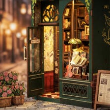 DIY Owl Bookstore Miniature Book Nook Kit with LED Lights