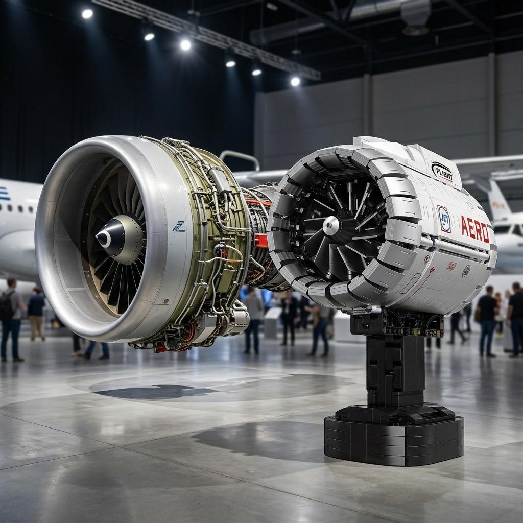 DIY Motorized Aircraft Jet Engine Block Model Kit (1786 Pcs)