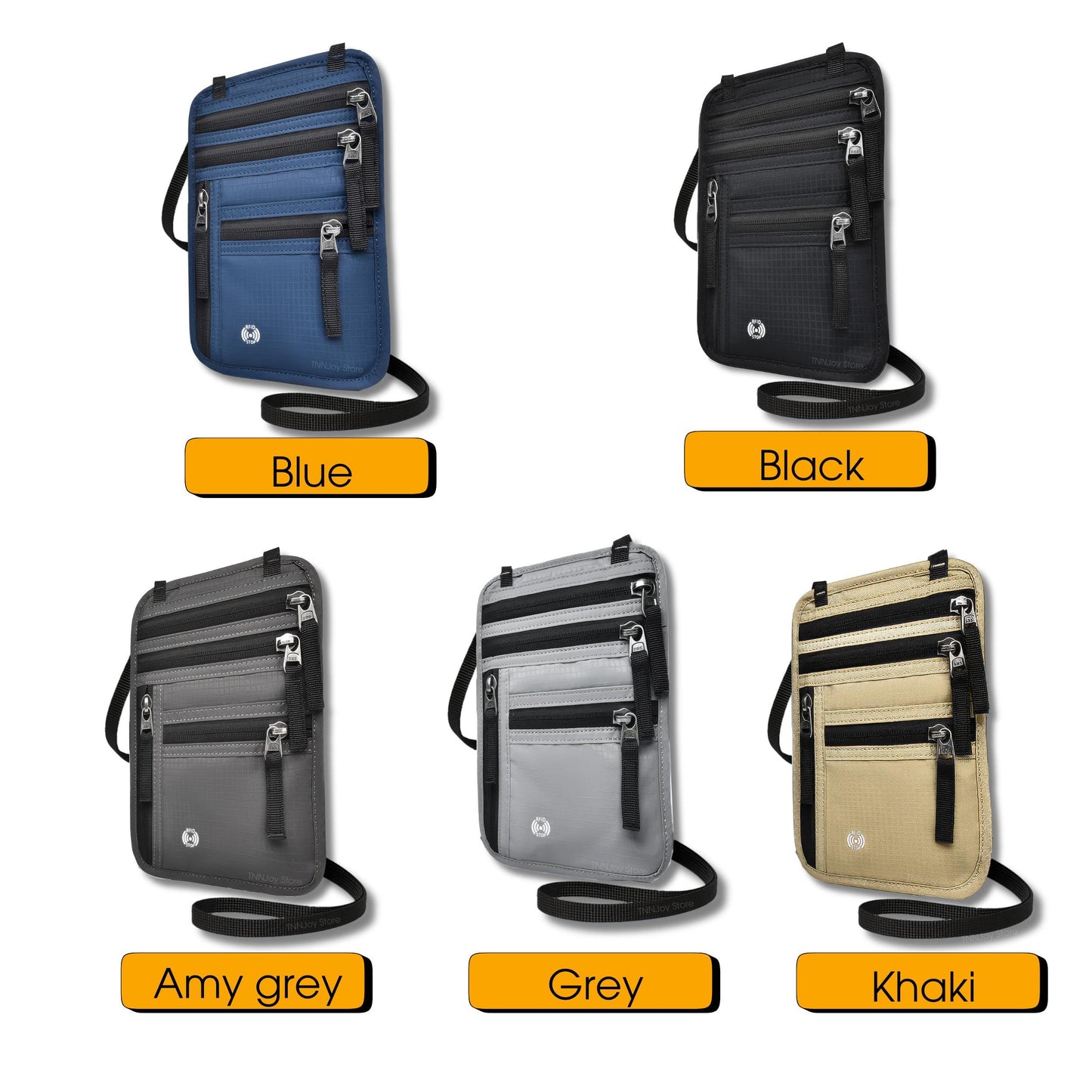 Travel Neck Pouch RFID Blocking Passport ID Organizer Hidden Travel Wallet Credit Card Holder Security Pouch for Men Women