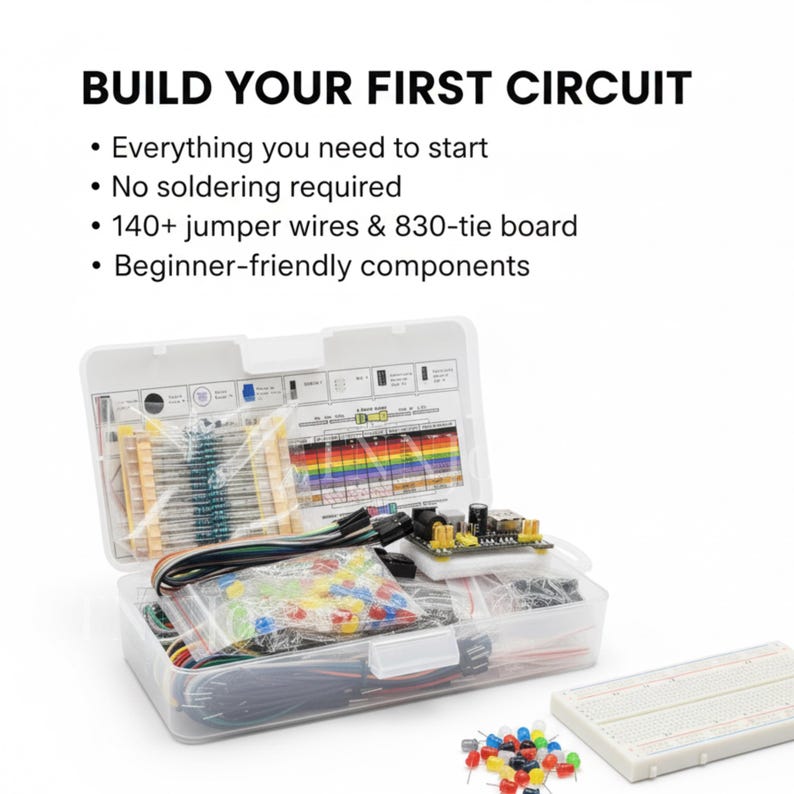 DIY Electronics Learning Kit | Solderless Breadboard Projects, STEM Starter Set