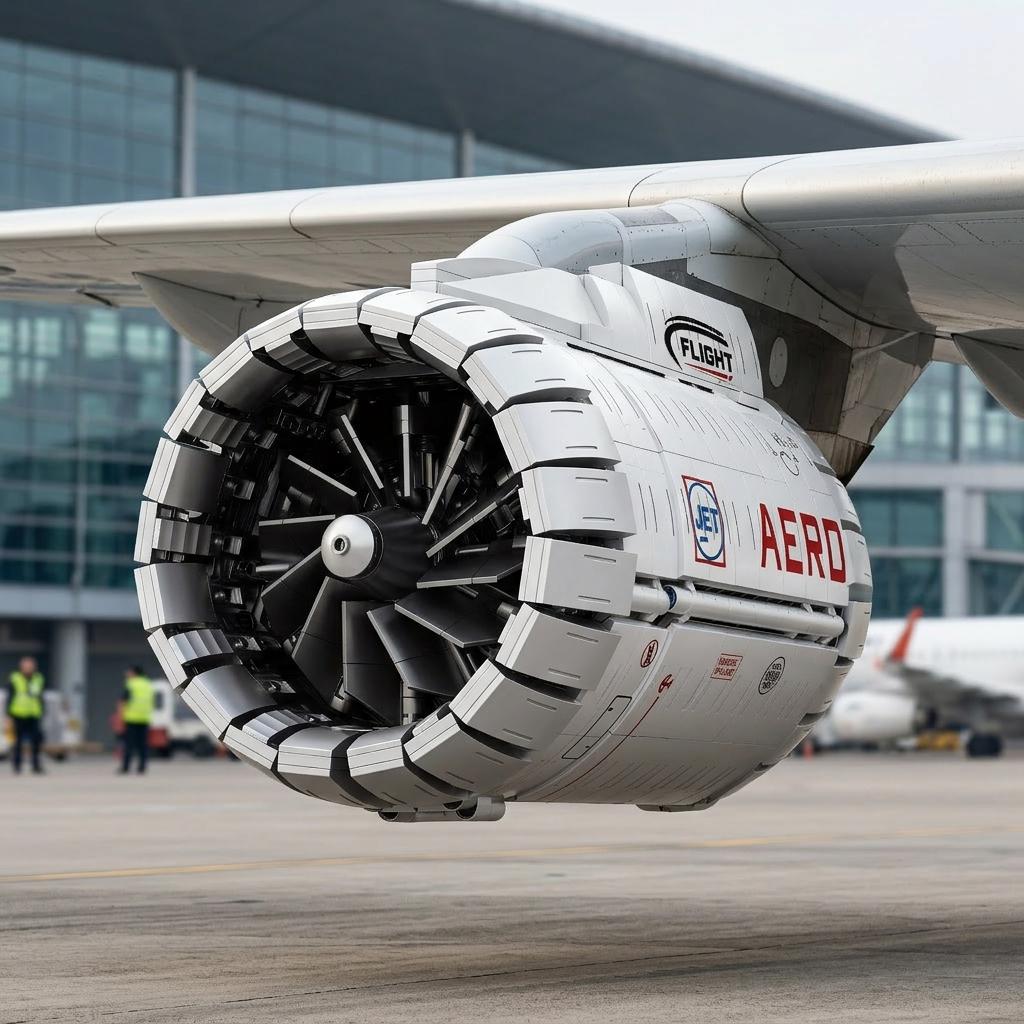 DIY Motorized Aircraft Jet Engine Block Model Kit (1786 Pcs)