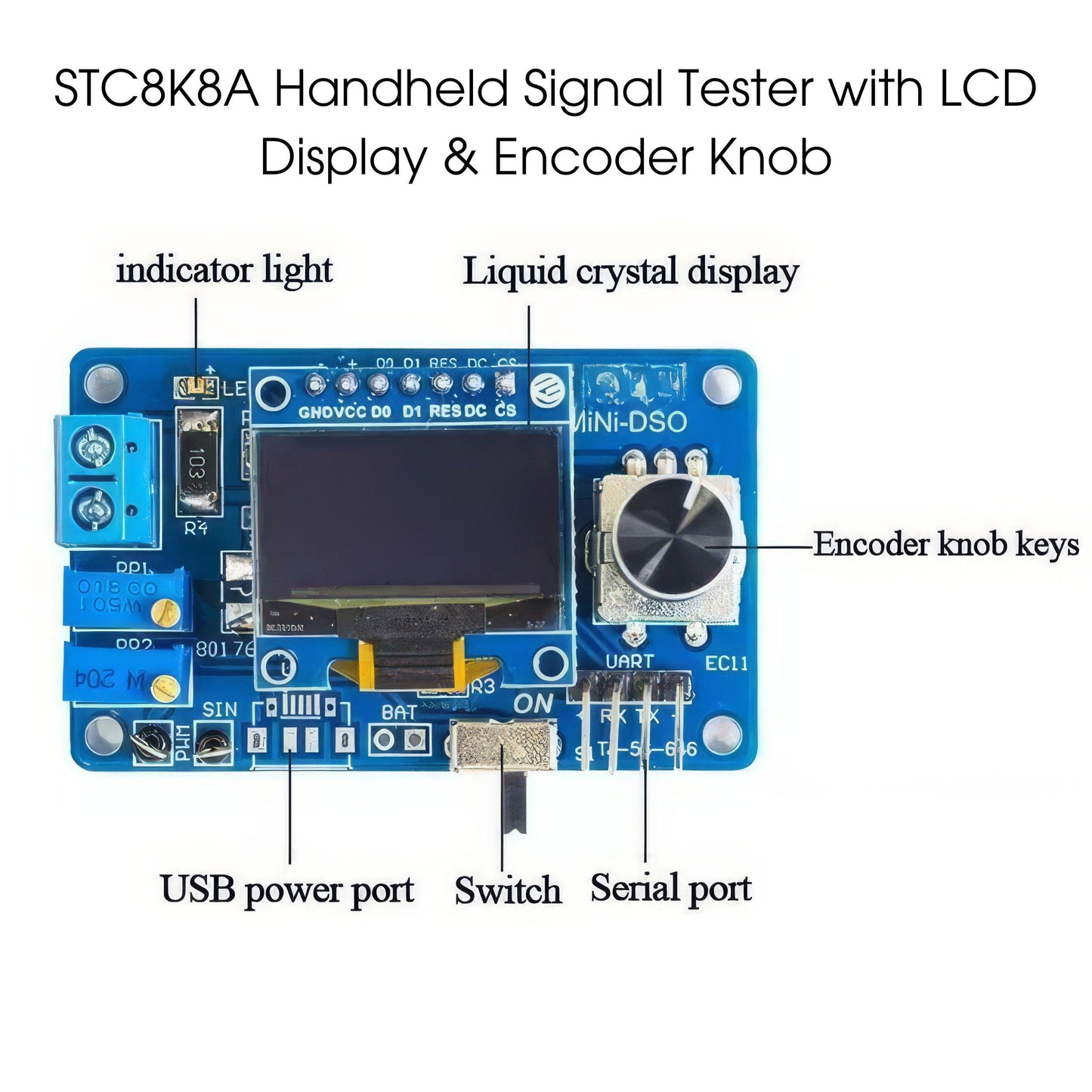 DIY Mini Digital Oscilloscope Kit | OLED Waveform Learning Project, Solder Practice Tool