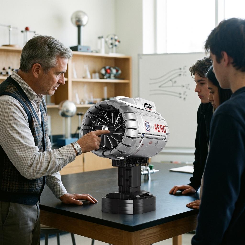 DIY Motorized Aircraft Jet Engine Block Model Kit (1786 Pcs)