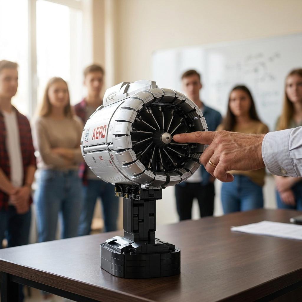 DIY Motorized Aircraft Jet Engine Block Model Kit (1786 Pcs)
