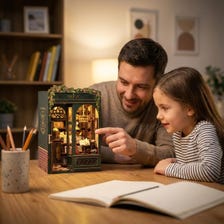 DIY Owl Bookstore Miniature Book Nook Kit with LED Lights