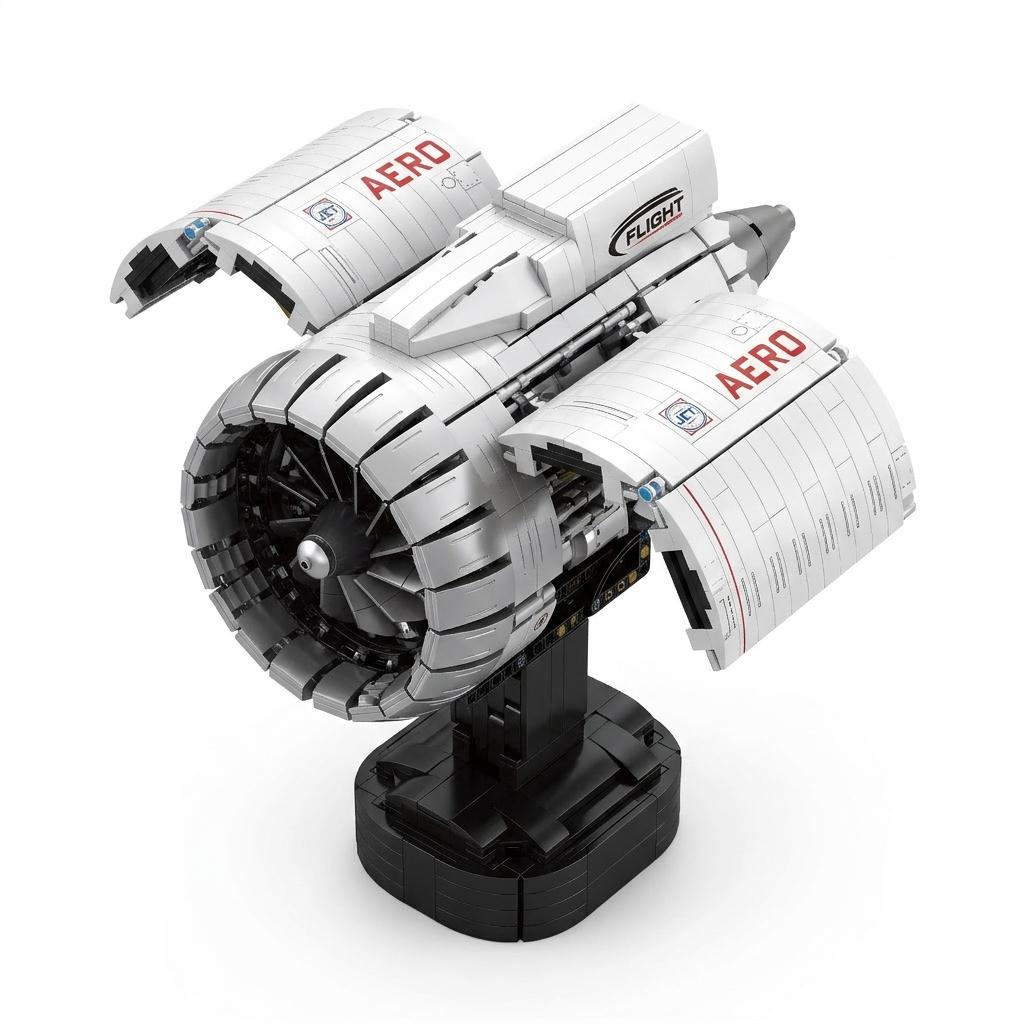 DIY Motorized Aircraft Jet Engine Block Model Kit (1786 Pcs)