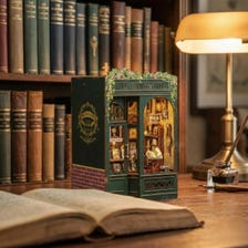 DIY Owl Bookstore Miniature Book Nook Kit with LED Lights