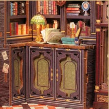 DIY Owl Bookstore Miniature Book Nook Kit with LED Lights