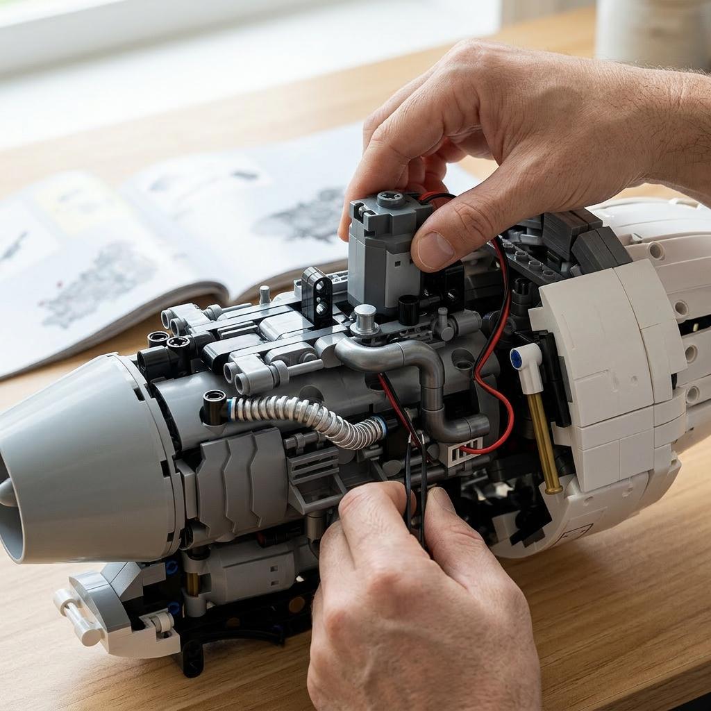 DIY Motorized Aircraft Jet Engine Block Model Kit (1786 Pcs)