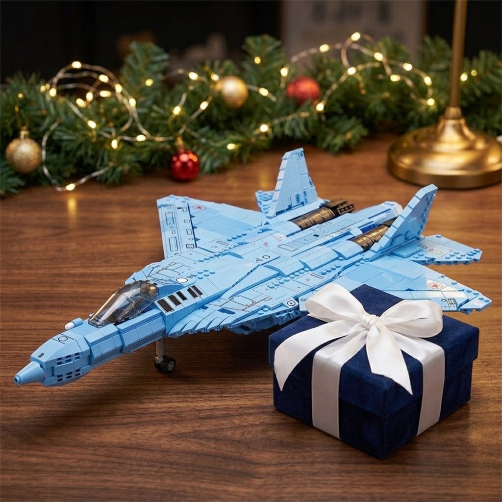 DIY Su 57 Sukhoi Fighter Jet Building Block Model Kit Stealth Military Aircraft Toy Set Technic Compatible Air Force Jet 1456 Pcs