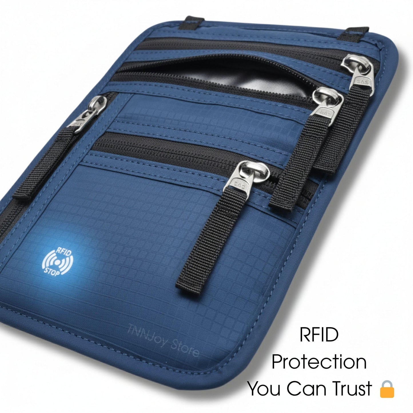 Travel Neck Pouch RFID Blocking Passport ID Organizer Hidden Travel Wallet Credit Card Holder Security Pouch for Men Women