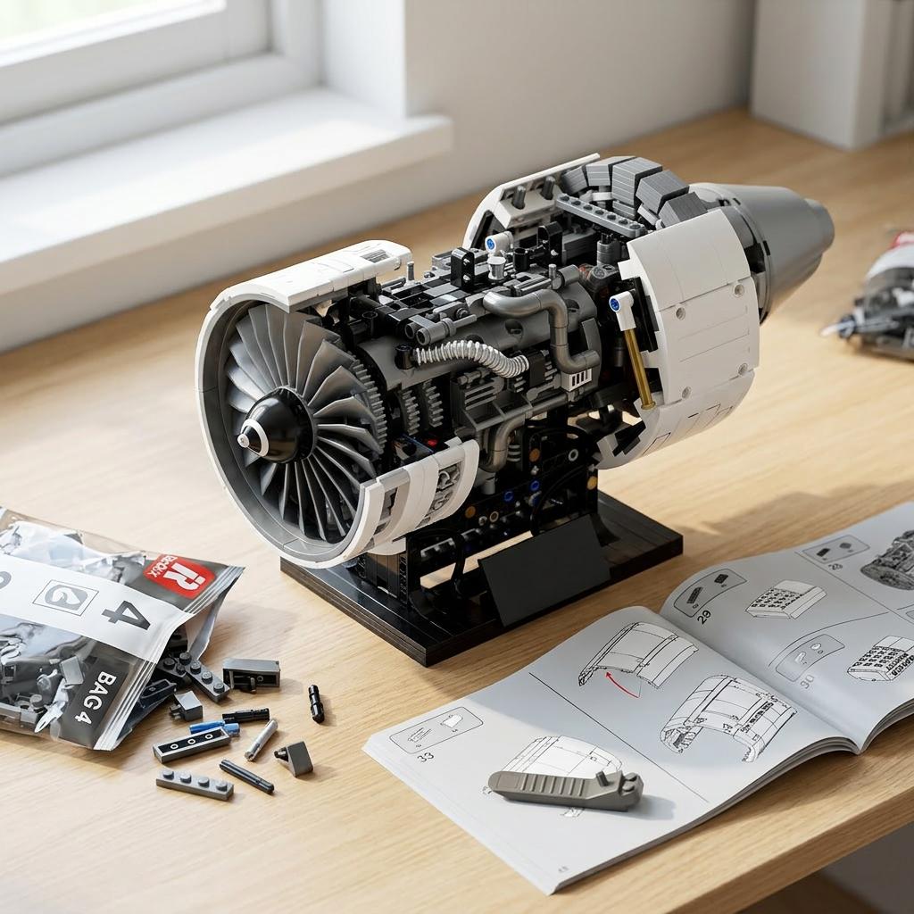 DIY Motorized Aircraft Jet Engine Block Model Kit (1786 Pcs)