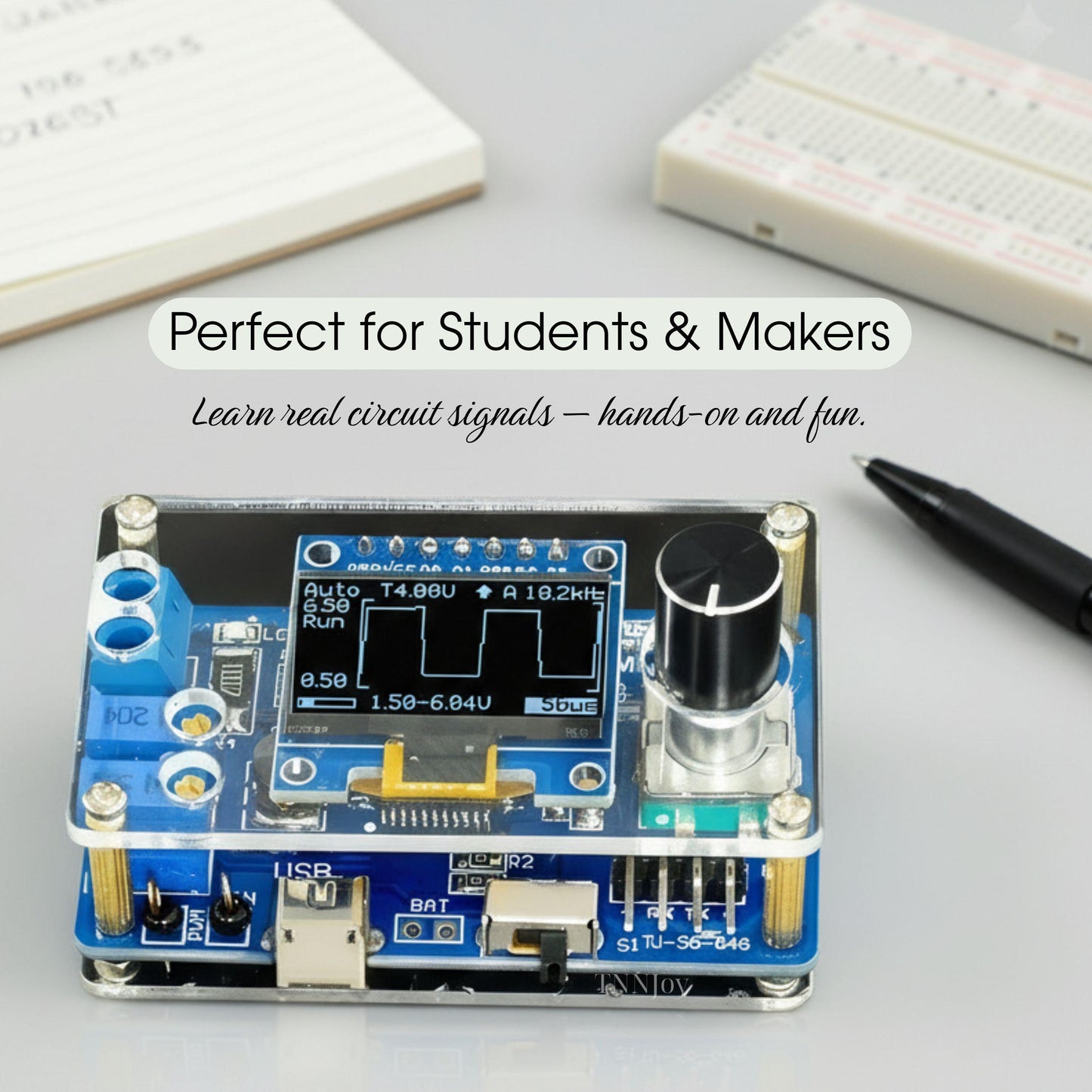 DIY Mini Digital Oscilloscope Kit | OLED Waveform Learning Project, Solder Practice Tool