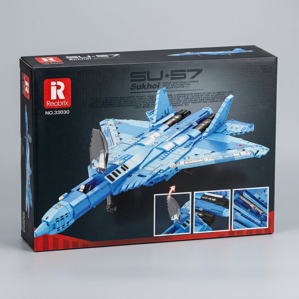 DIY Su 57 Sukhoi Fighter Jet Building Block Model Kit Stealth Military Aircraft Toy Set Technic Compatible Air Force Jet 1456 Pcs
