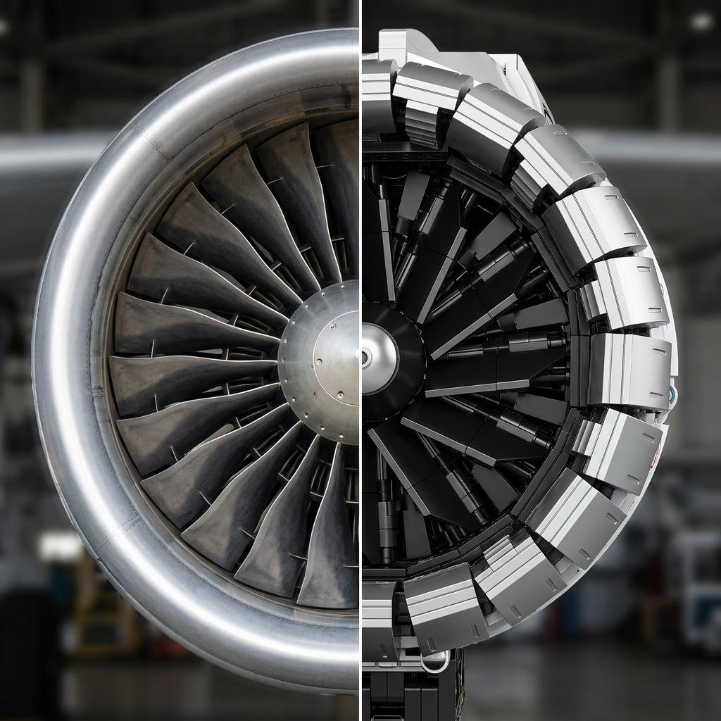 DIY Motorized Aircraft Jet Engine Block Model Kit (1786 Pcs)