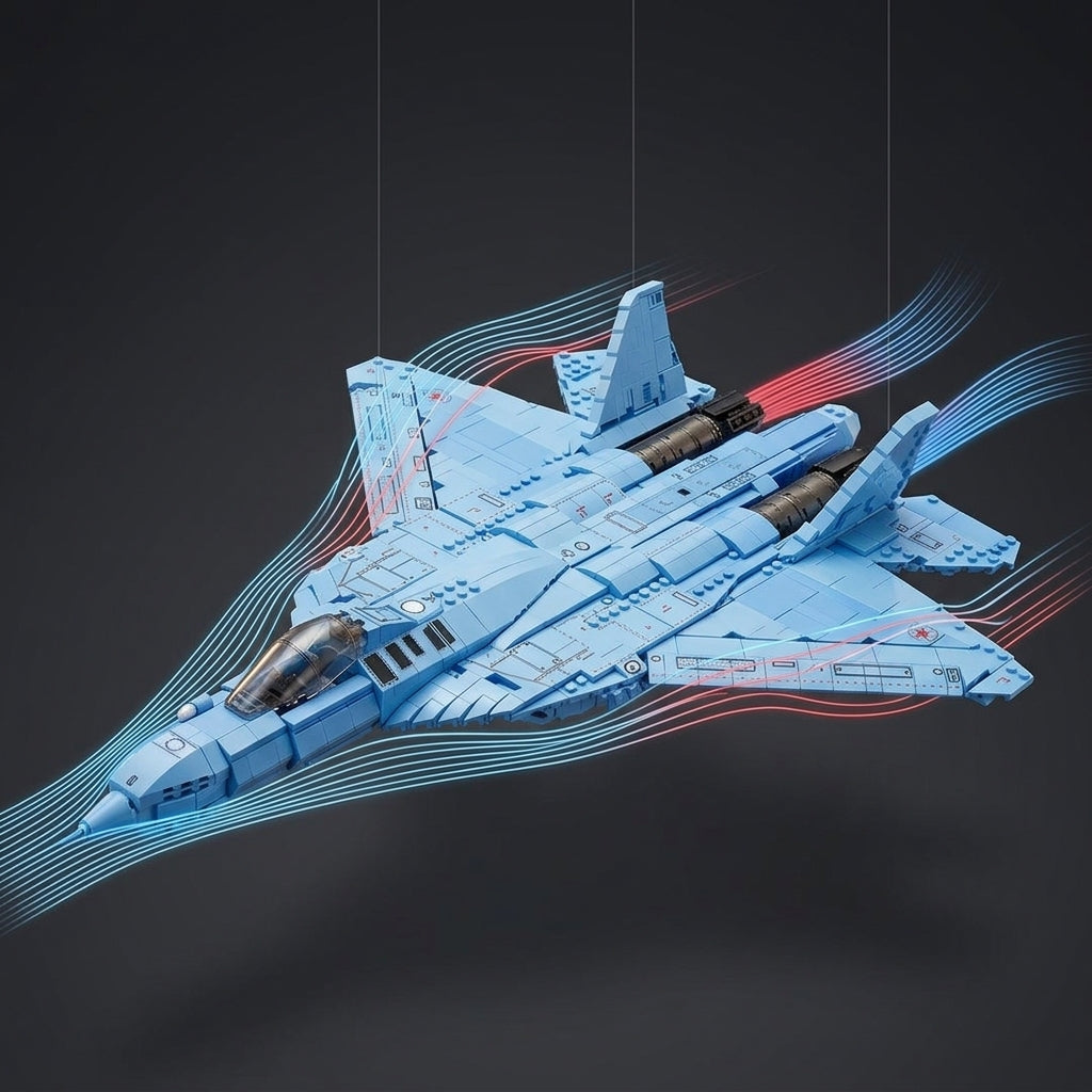 DIY Su 57 Sukhoi Fighter Jet Building Block Model Kit Stealth Military Aircraft Toy Set Technic Compatible Air Force Jet 1456 Pcs