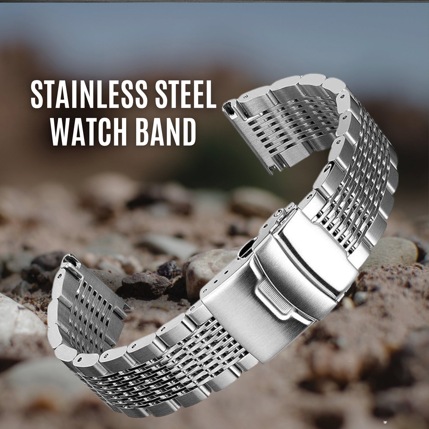 DIY Polished Silver Stainless Steel Watch Band 20mm 22mm Replacement Bracelet Strap with Spring Bars & Tool Kit
