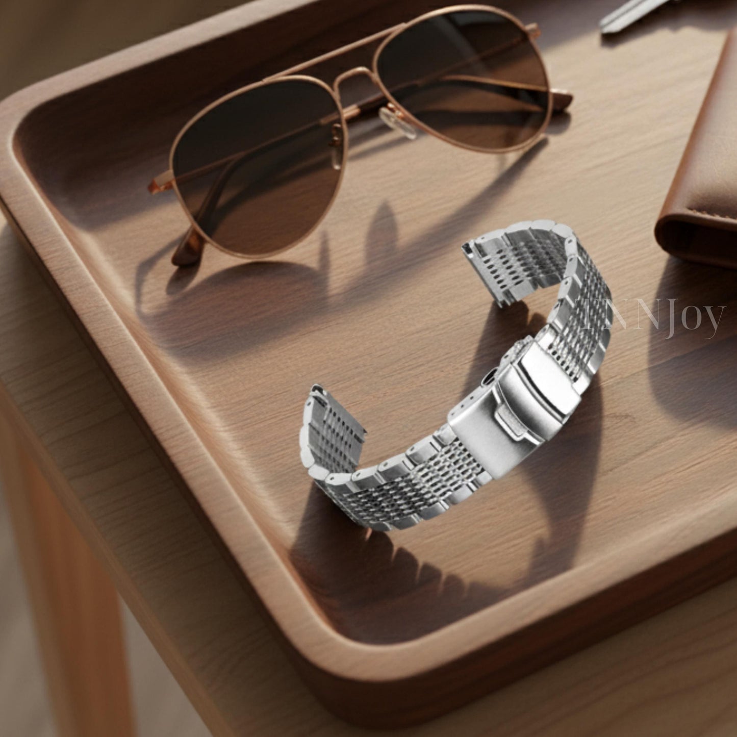 DIY Polished Silver Stainless Steel Watch Band 20mm 22mm Replacement Bracelet Strap with Spring Bars & Tool Kit