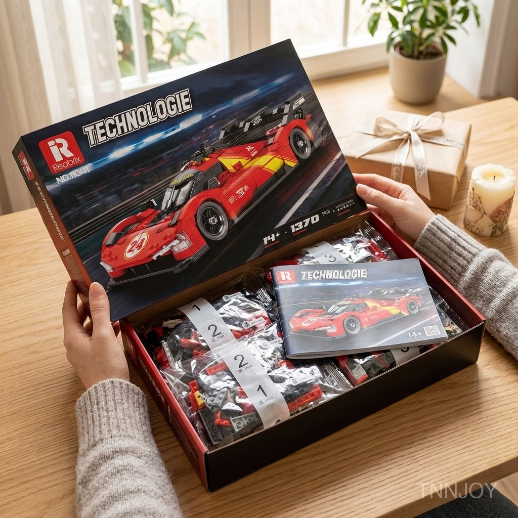 DIY STEM Racing Car Building Block Kit Technic Compatible 1370 Pcs Supercar Model Sport Vehicle Mechanical Project