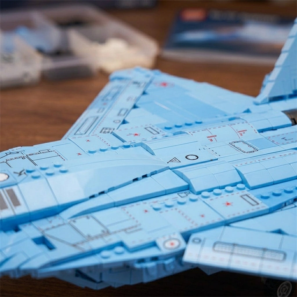 DIY Su 57 Sukhoi Fighter Jet Building Block Model Kit Stealth Military Aircraft Toy Set Technic Compatible Air Force Jet 1456 Pcs