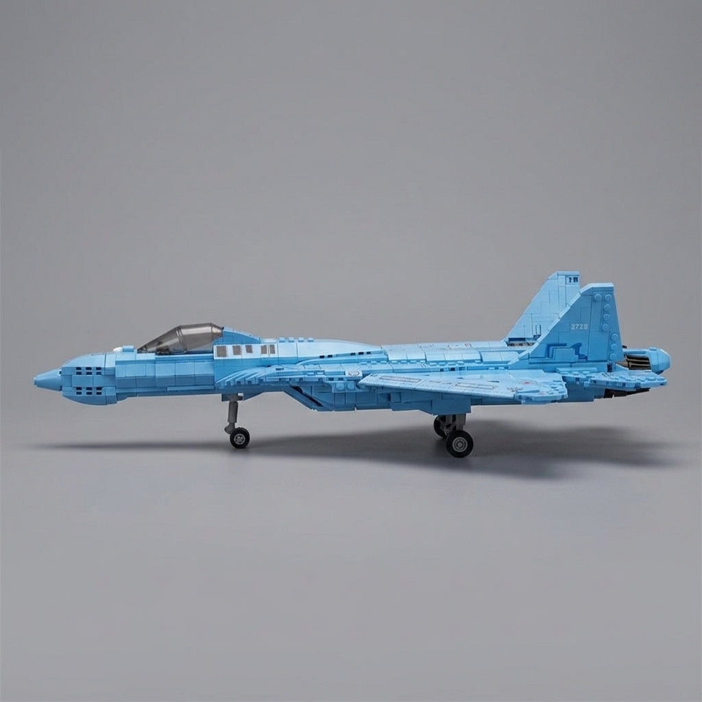 DIY Su 57 Sukhoi Fighter Jet Building Block Model Kit Stealth Military Aircraft Toy Set Technic Compatible Air Force Jet 1456 Pcs