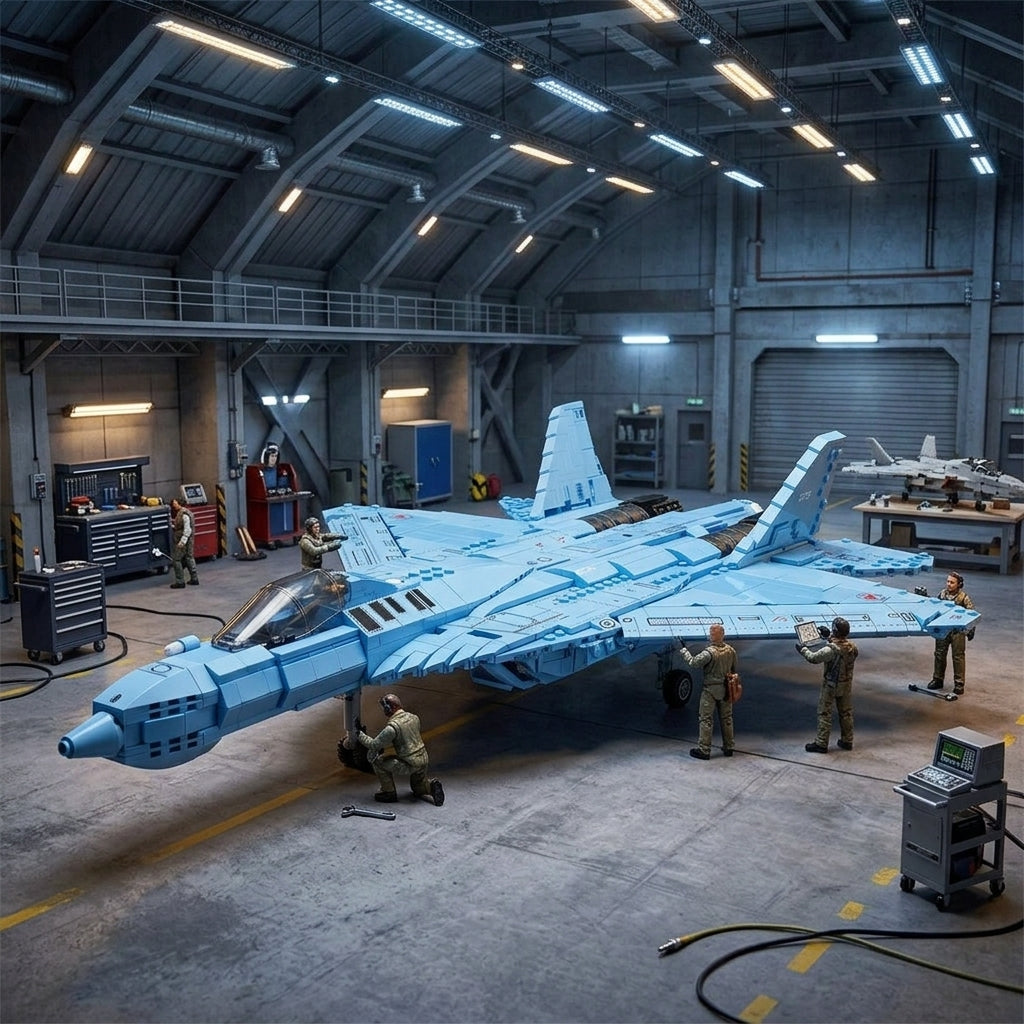 DIY Su 57 Sukhoi Fighter Jet Building Block Model Kit Stealth Military Aircraft Toy Set Technic Compatible Air Force Jet 1456 Pcs