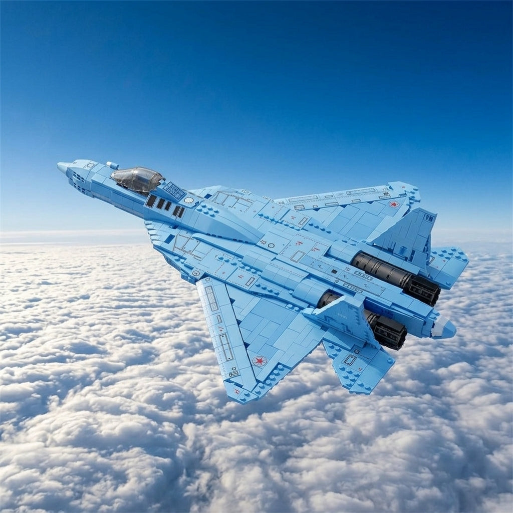 DIY Su 57 Sukhoi Fighter Jet Building Block Model Kit Stealth Military Aircraft Toy Set Technic Compatible Air Force Jet 1456 Pcs