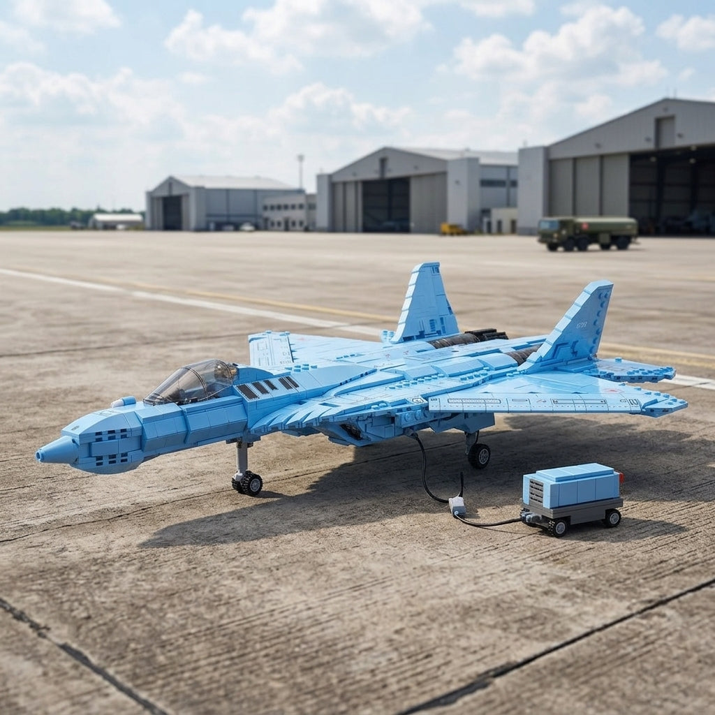 DIY Su 57 Sukhoi Fighter Jet Building Block Model Kit Stealth Military Aircraft Toy Set Technic Compatible Air Force Jet 1456 Pcs