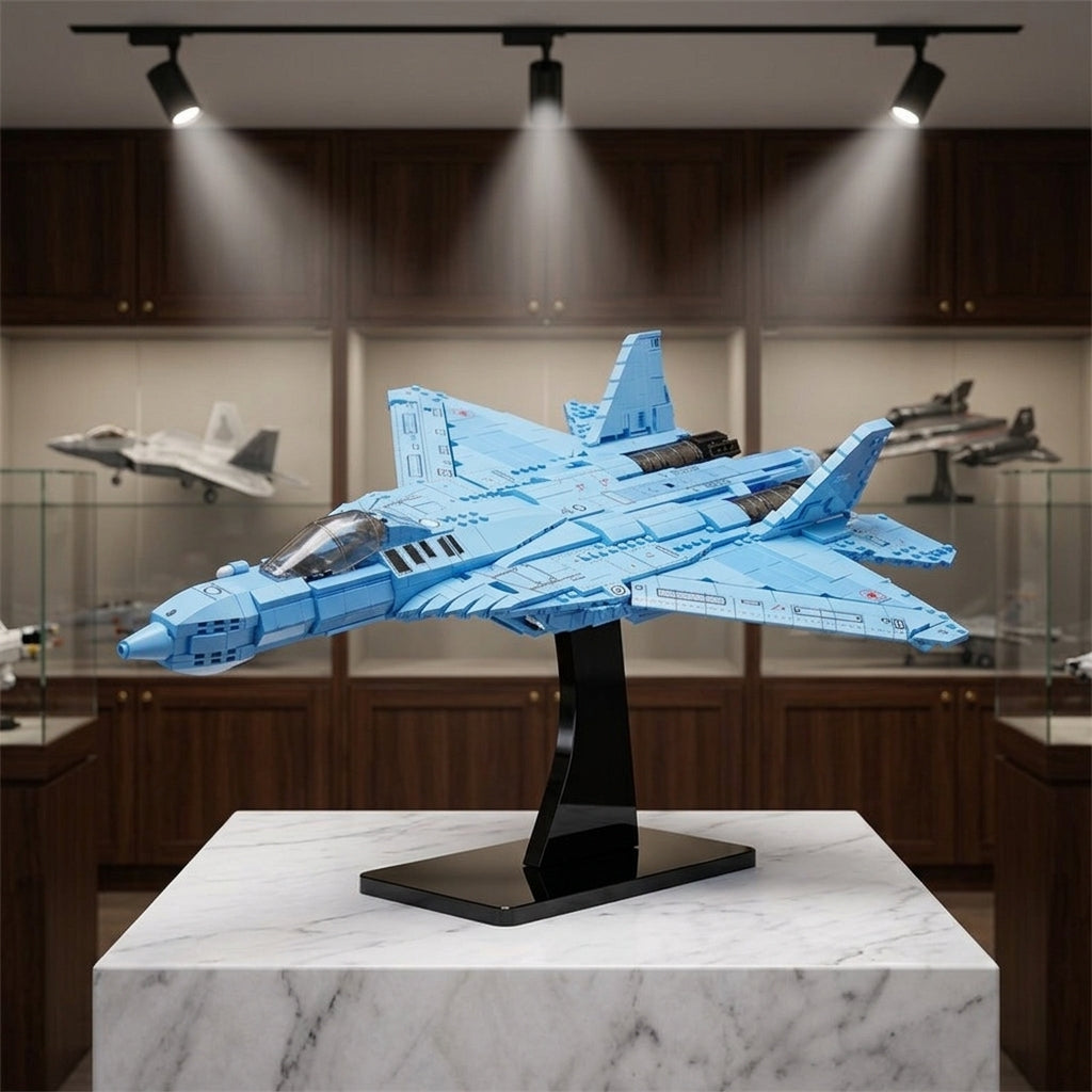 DIY Su 57 Sukhoi Fighter Jet Building Block Model Kit Stealth Military Aircraft Toy Set Technic Compatible Air Force Jet 1456 Pcs