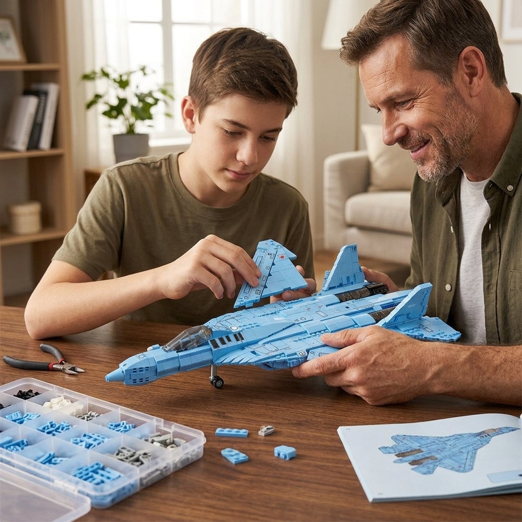 DIY Su 57 Sukhoi Fighter Jet Building Block Model Kit Stealth Military Aircraft Toy Set Technic Compatible Air Force Jet 1456 Pcs