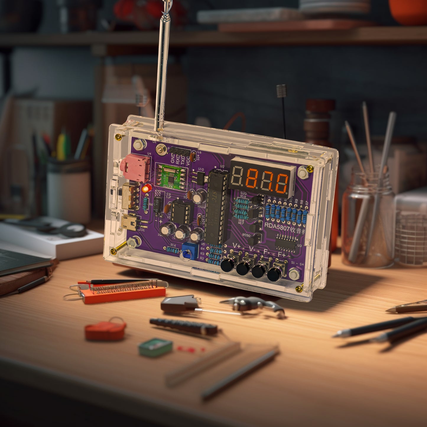 DIY FM Radio Soldering Kit with LCD Display